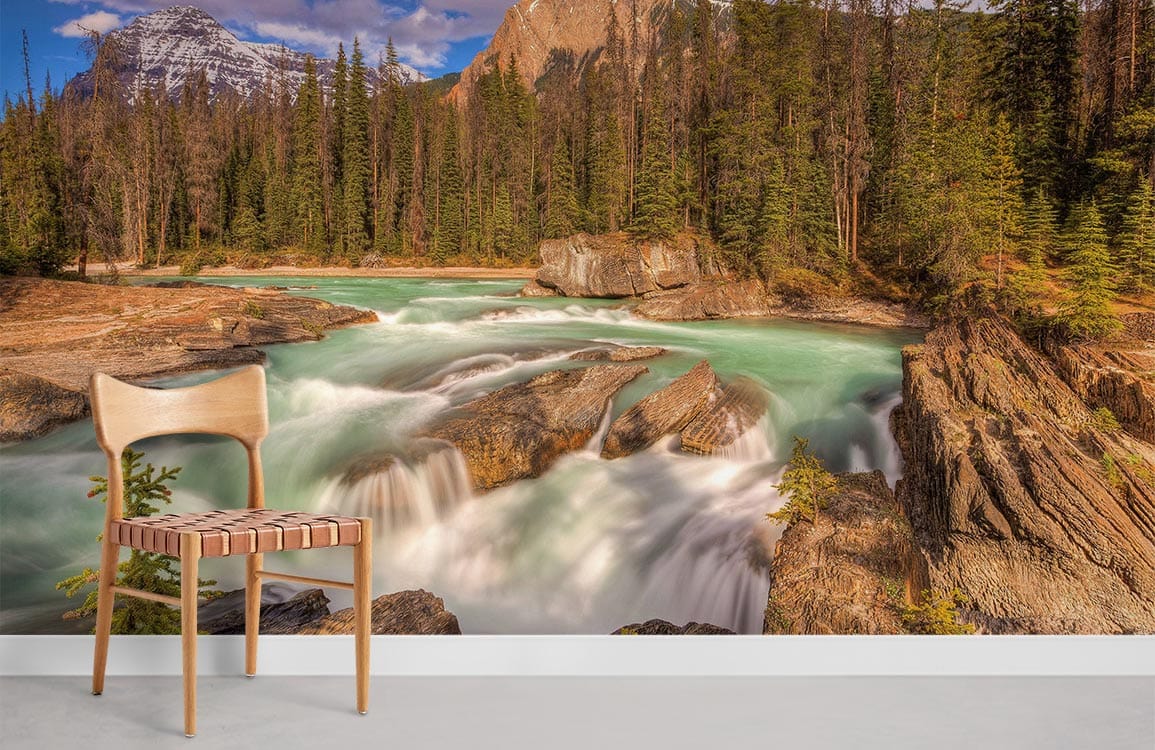 Serene Mountain River Landscape Mural Wallpaper