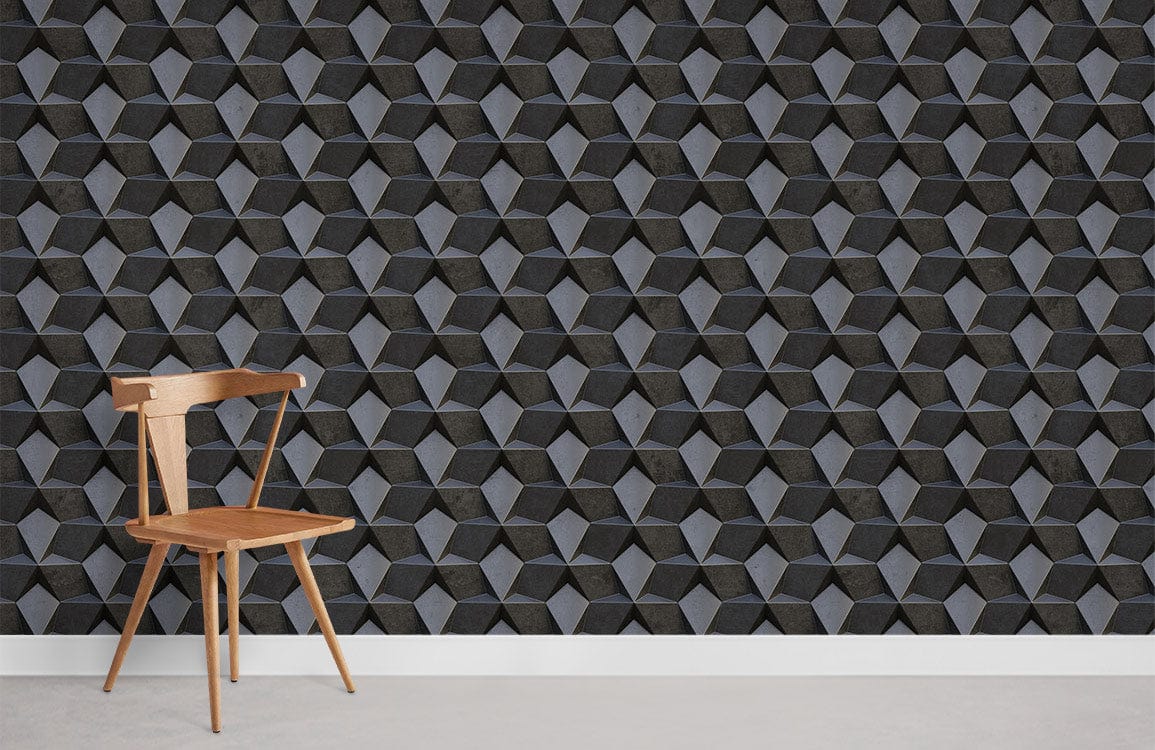 Modern Stereo Diamond Black 3D Mural Wallpaper