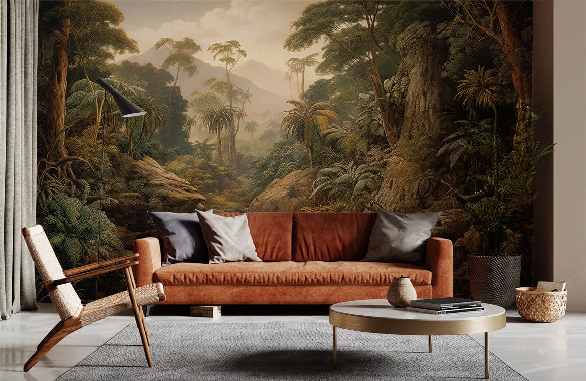 Tropical Jungle Waterfall Scenic Mural Wallpaper