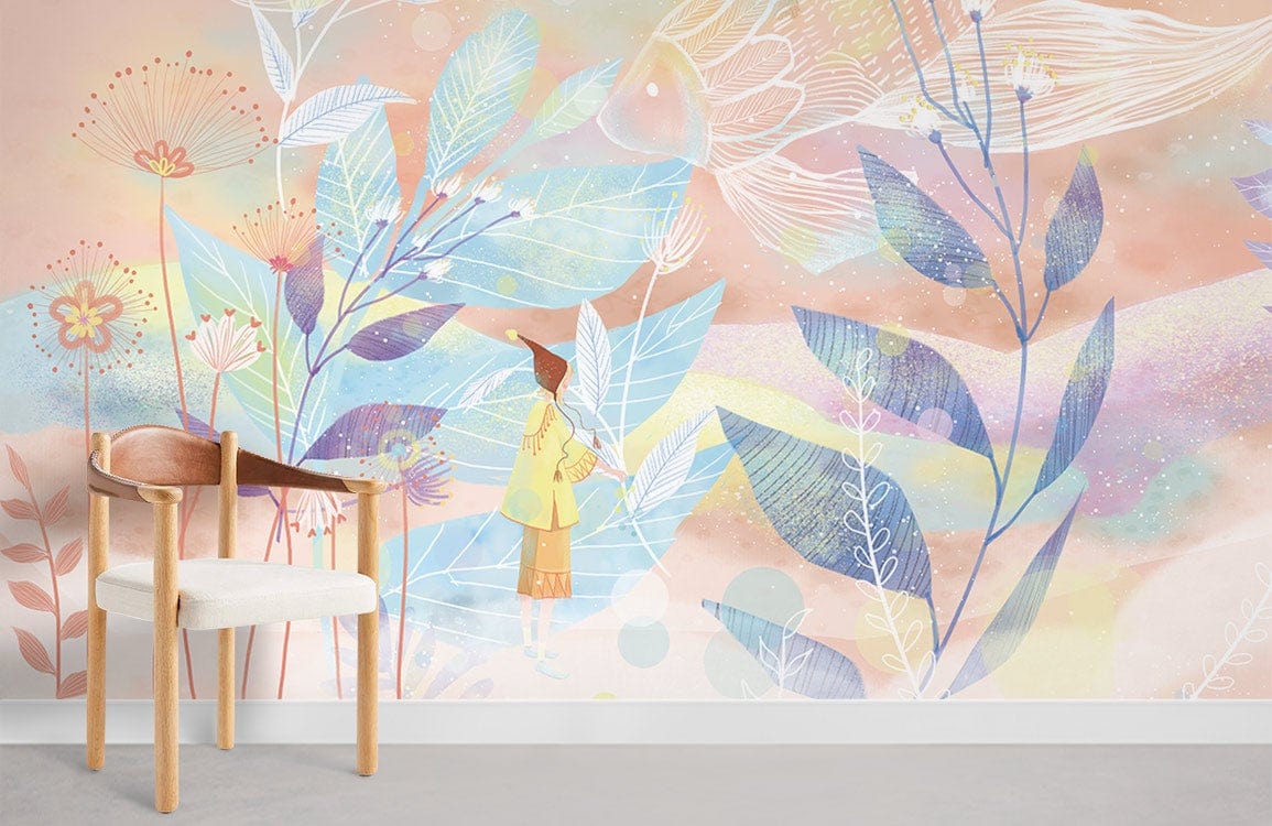 Whimsical Botanical Garden Wall Mural