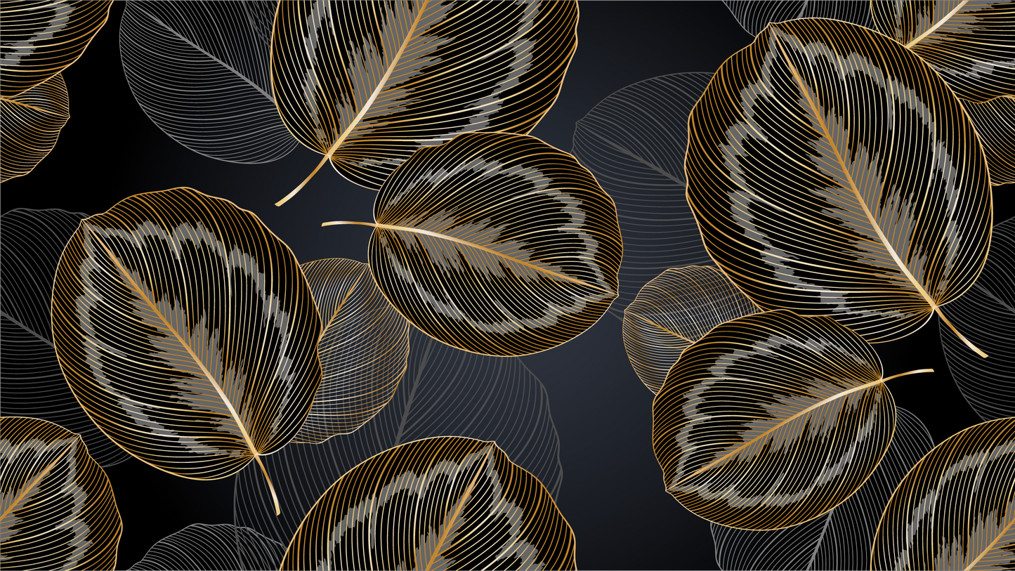 Golden Leaf Elegance Mural Wallpaper