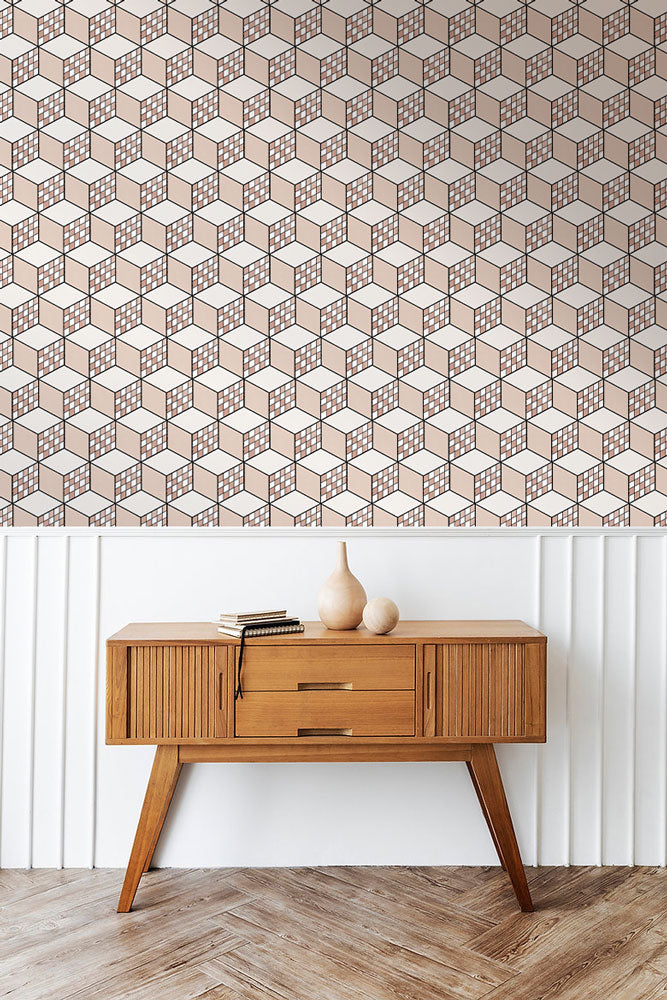 Geometric Modern Illusion Mural Wallpaper in living room