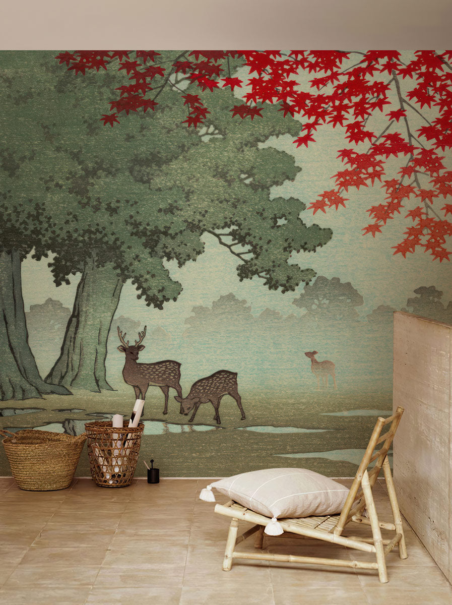 Deer in Autumn Forest Mural Wallpaper