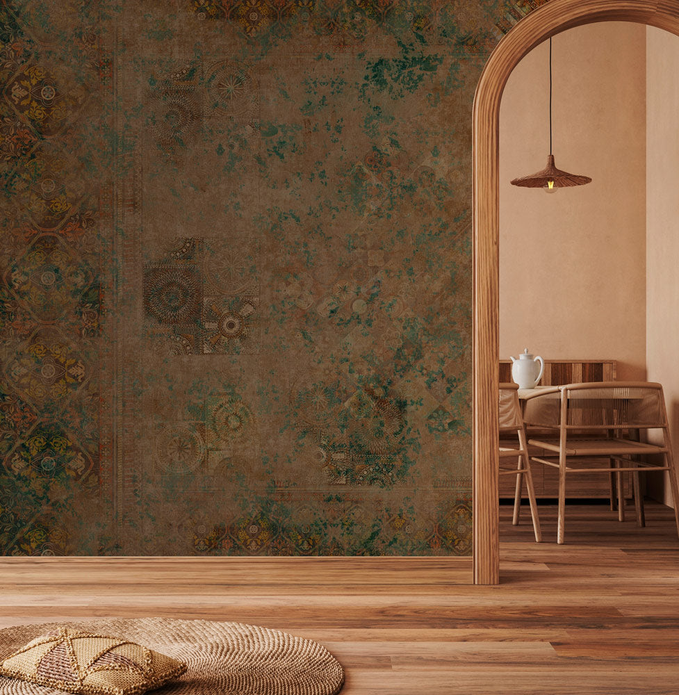 Vintage Distressed Classical Wall Wallpaper in dining room