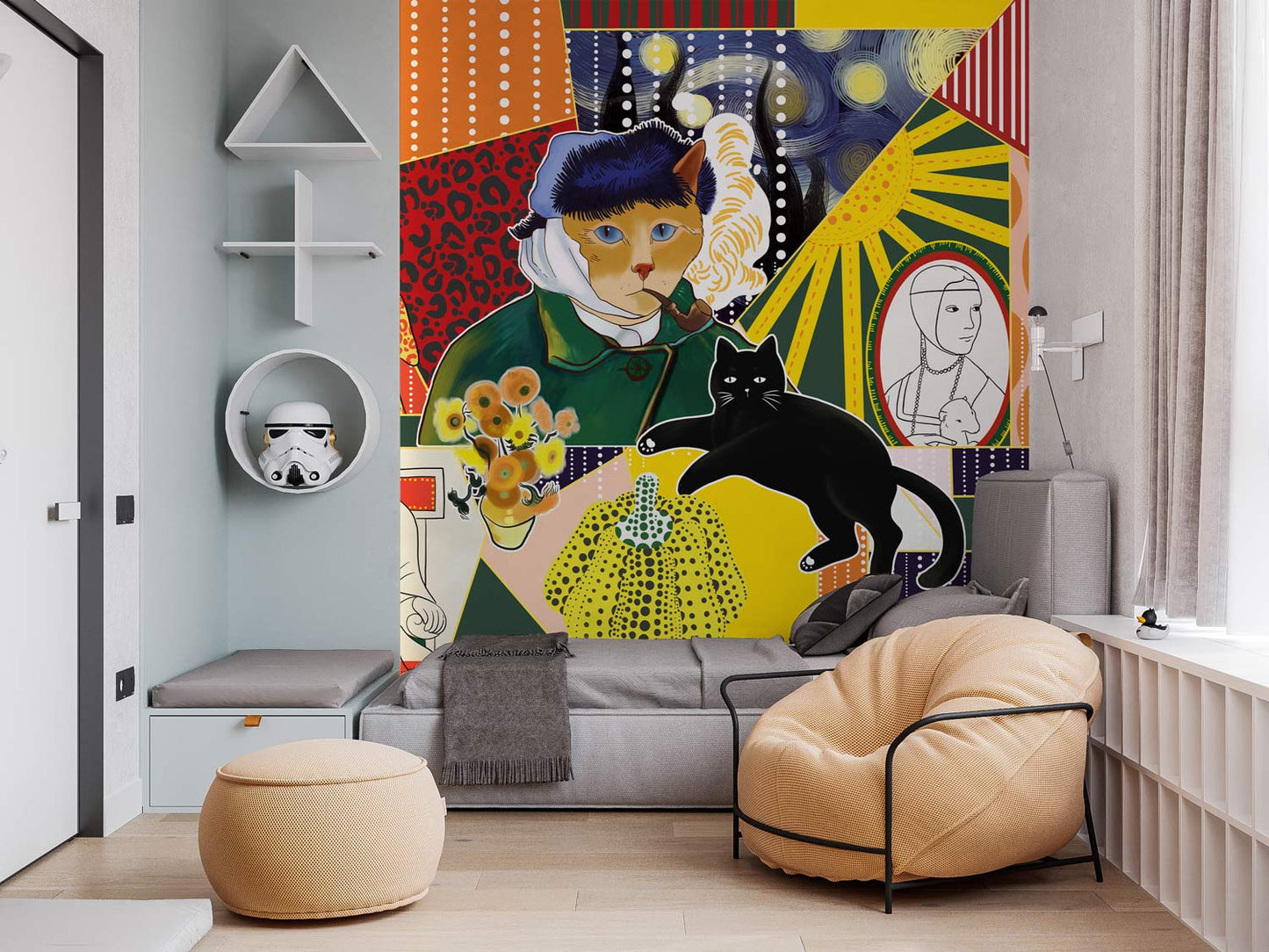 Art Painting Wallpaper Mural in living room