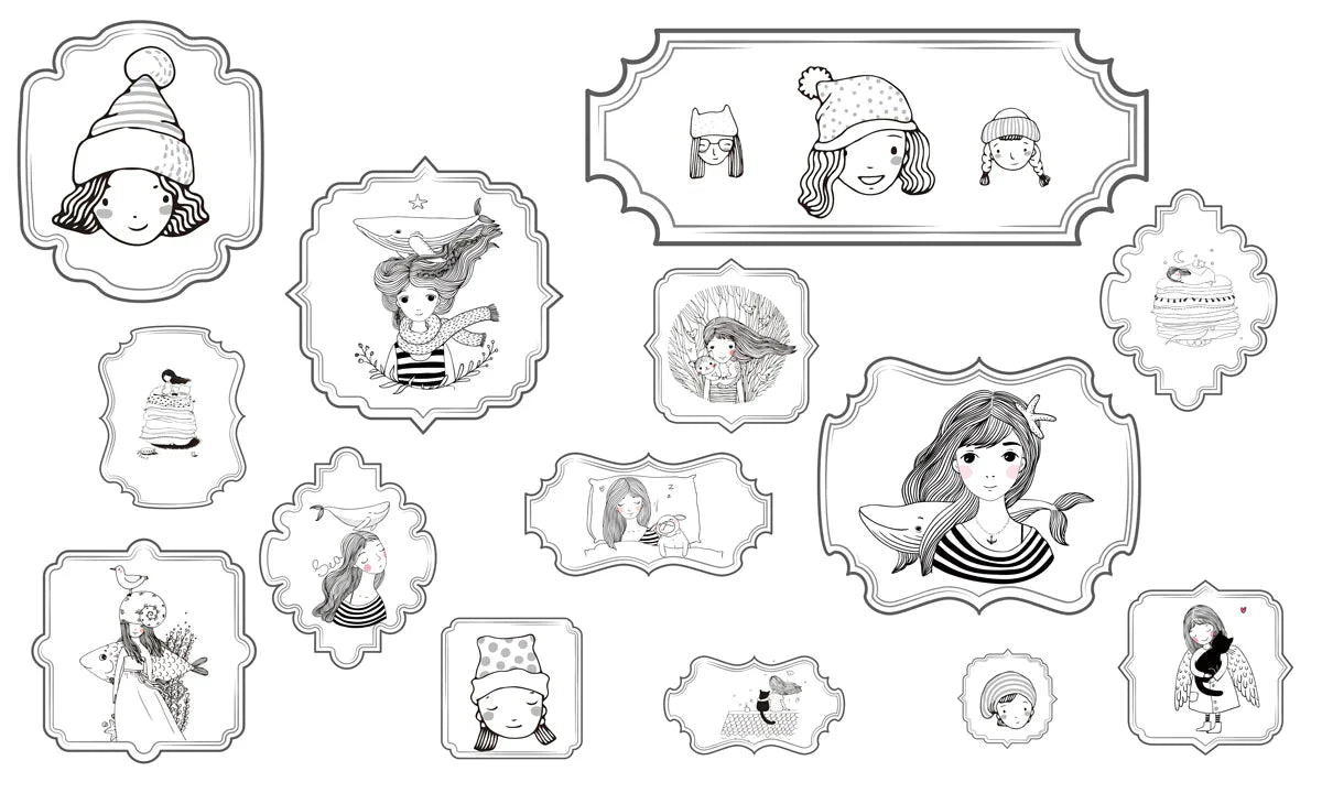 Cute Girls Cartoon Wall Mural Paper for Use in Decorating Your Home