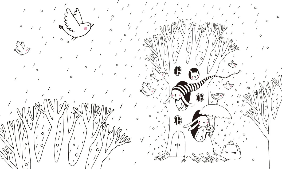 Birds on the Tree Cartoon Wall Mural for Home Decoration Wallpaper