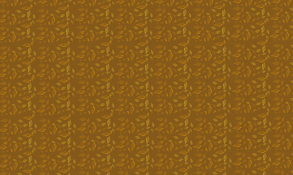 Wallpaper with Golden Leaves on a Brown Background