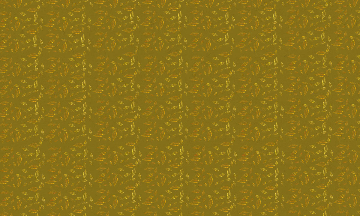Home Decor Wallpaper Mural with Golden Leaves on a Green Background.