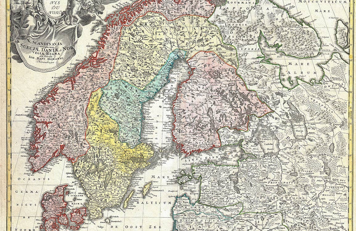 Vintage Scandinavian Map Mural Wallpaper