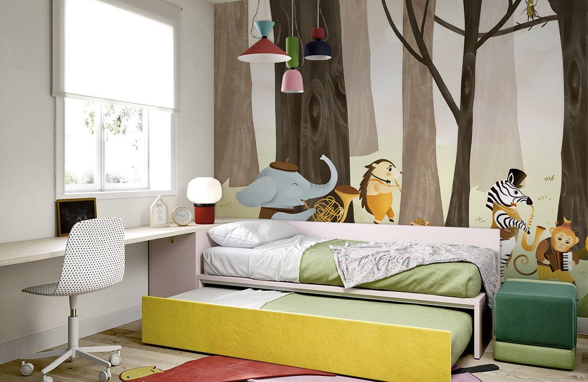 Wallpaper Mural of a Concert Animal Band for Use in Home Decoration