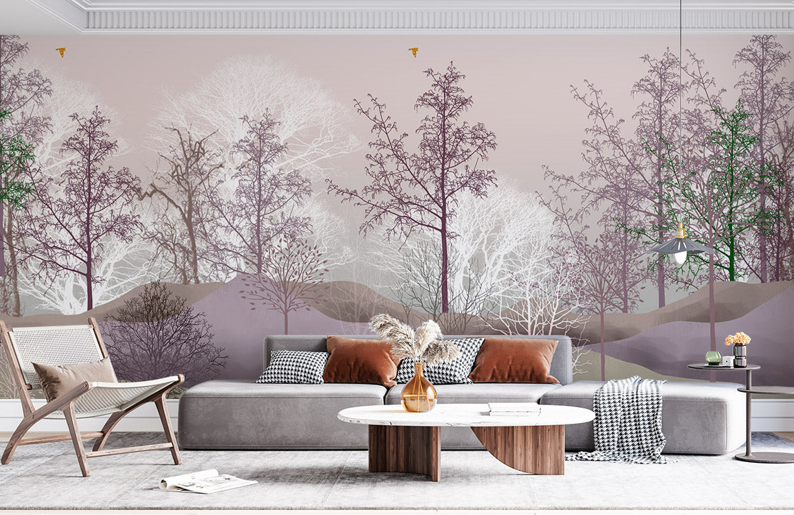 Tropical Green Palm Leaf Mural Wallpaper in living room