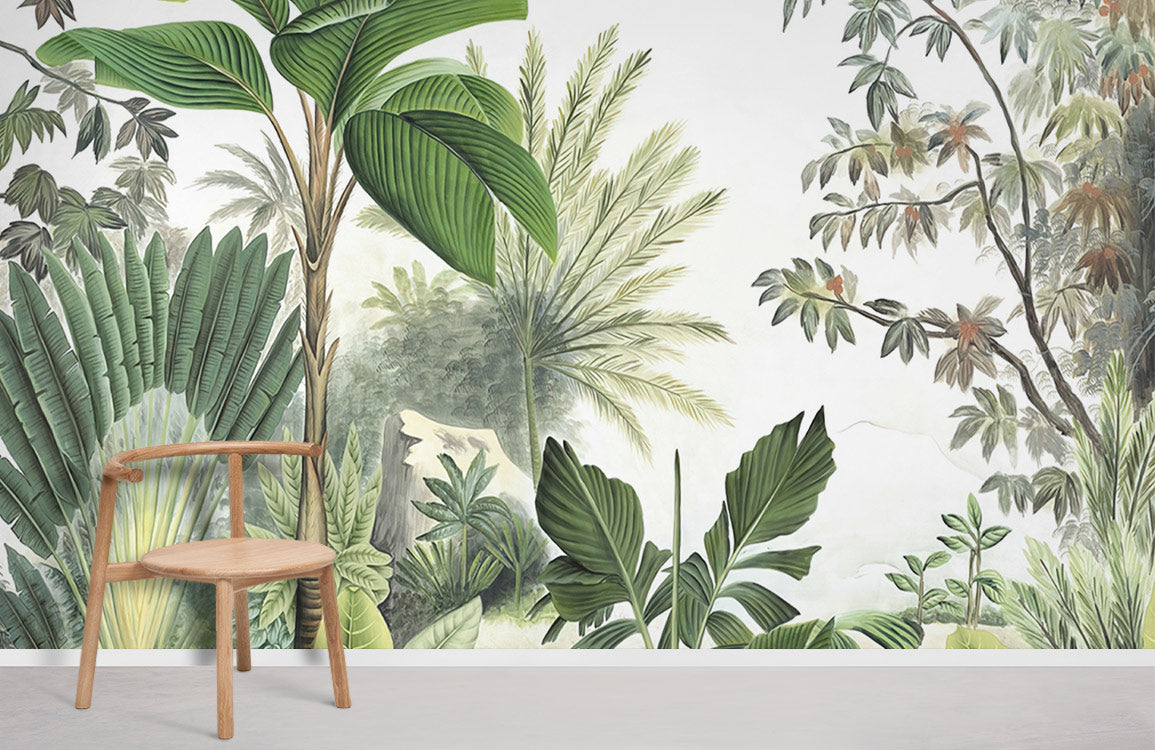 Fresh Oil Painting Forest Wallpaper Mural