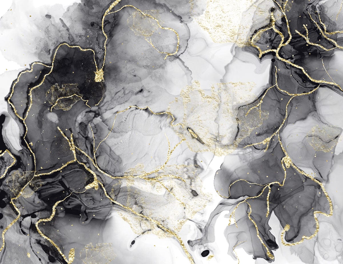 Mural Wallpaper Design Including Ink and Gilding, Suitable for Home Decoration