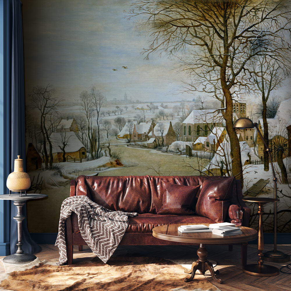 Winter Village Serenity Mural Wallpaper