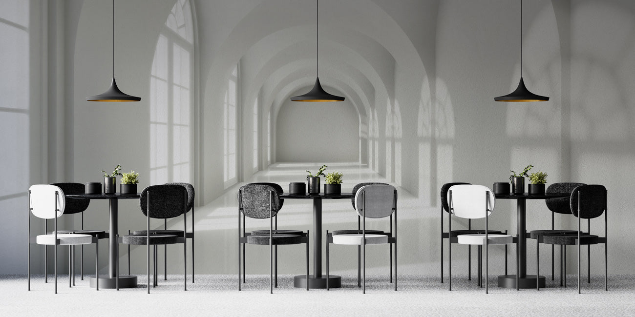 Tranquil Arched Hallway Mural Wallpaper in dining area