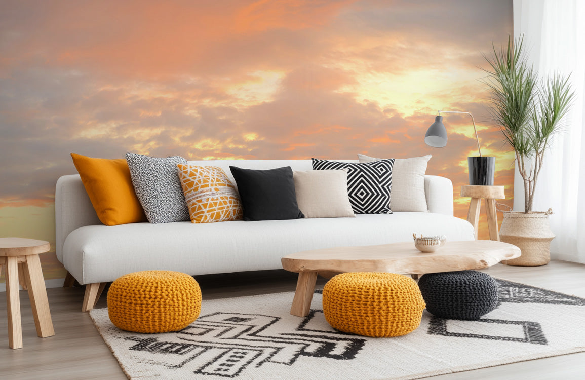 Golden Sunset Glow Mural Wallpaper