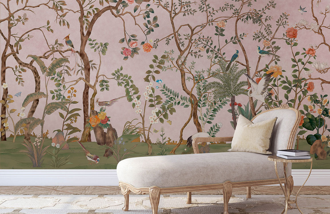 Blossom Serenade Mural Wallpaper in living room