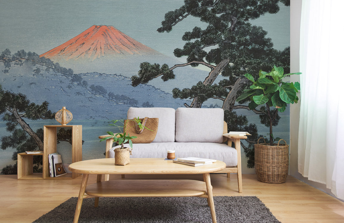 Mount Fuji Pine Landscape Mural Wallpaper