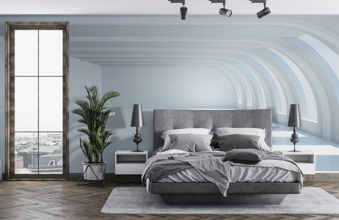 Curved Skylight Serenity Mural Wallpaper in bedroom