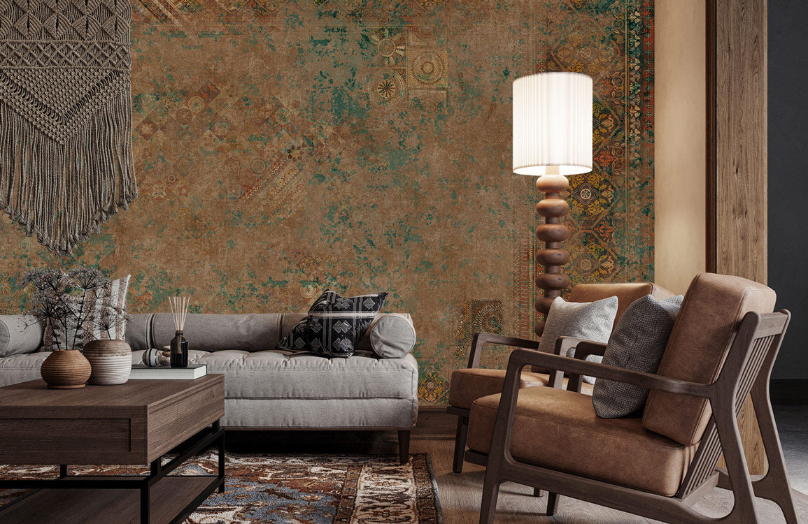 Vintage Distressed Classical Wall Wallpaper in living room