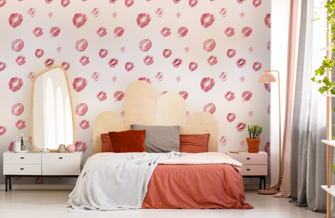 Kiss Me Softly Mural Wallpaper in bedroom