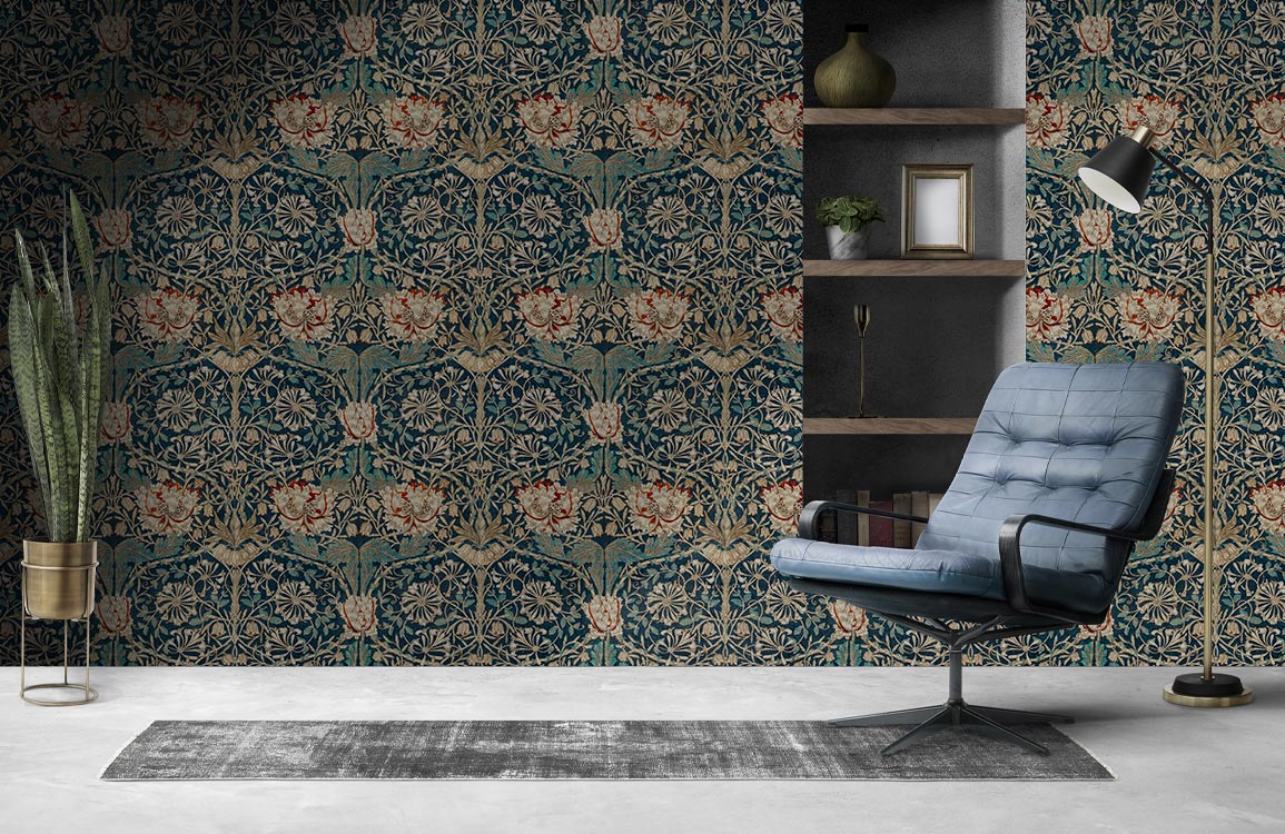 Regal Floral Symphony Mural Wallpaper in living room