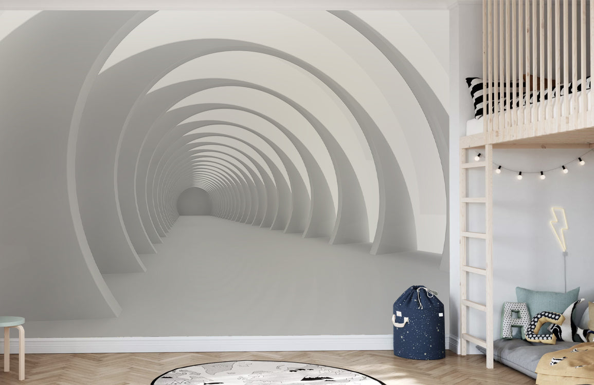 Spiral Archway Illusion Mural Wallpaper in bedroom