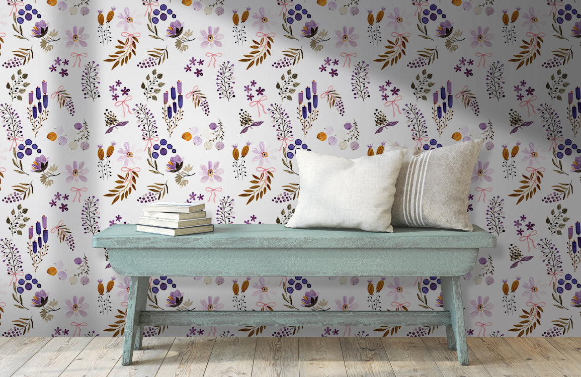 Delicate Blossom Mural Wallpaper in living room