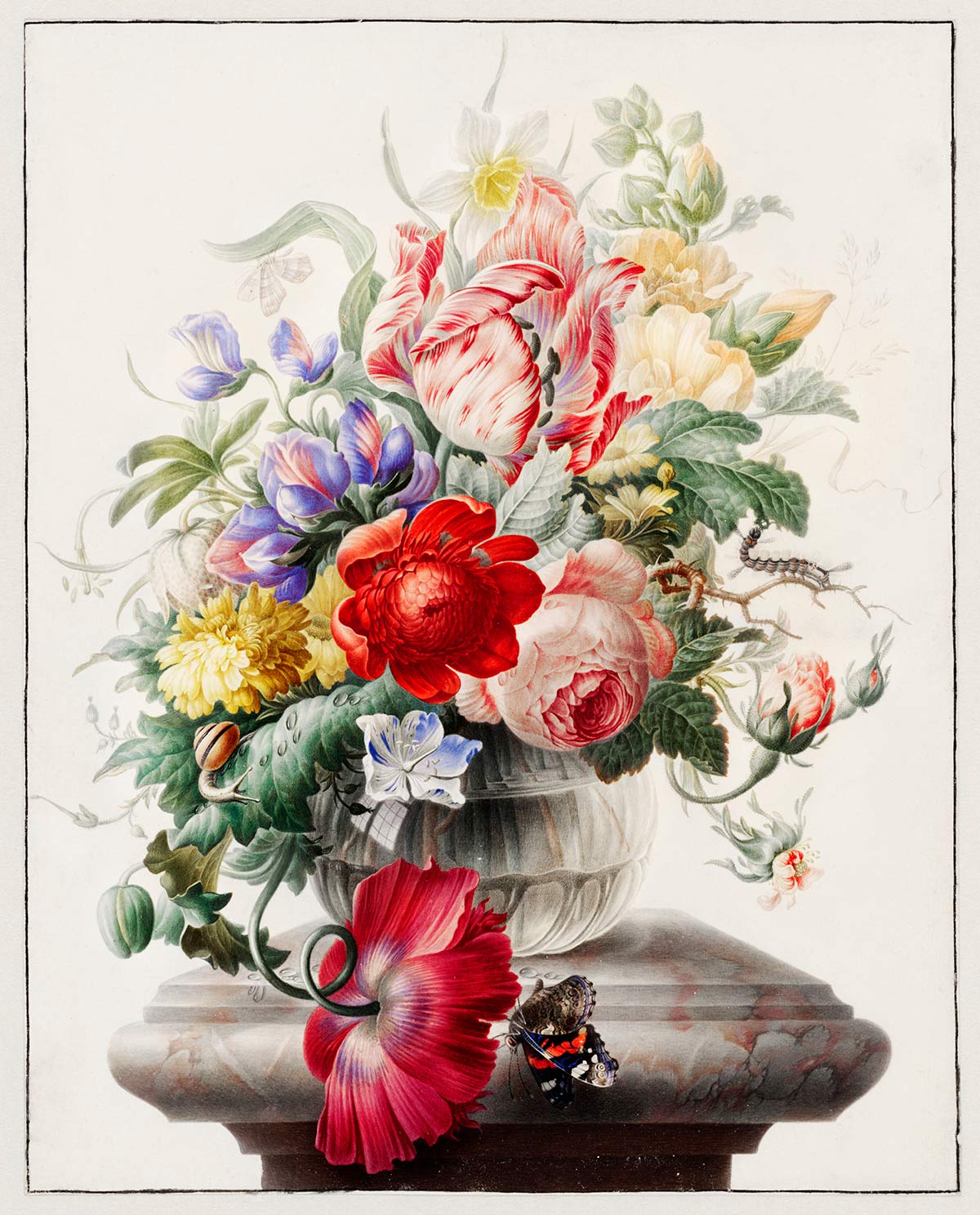 Flowers in Glass Vase Custom Wallpaper Mural