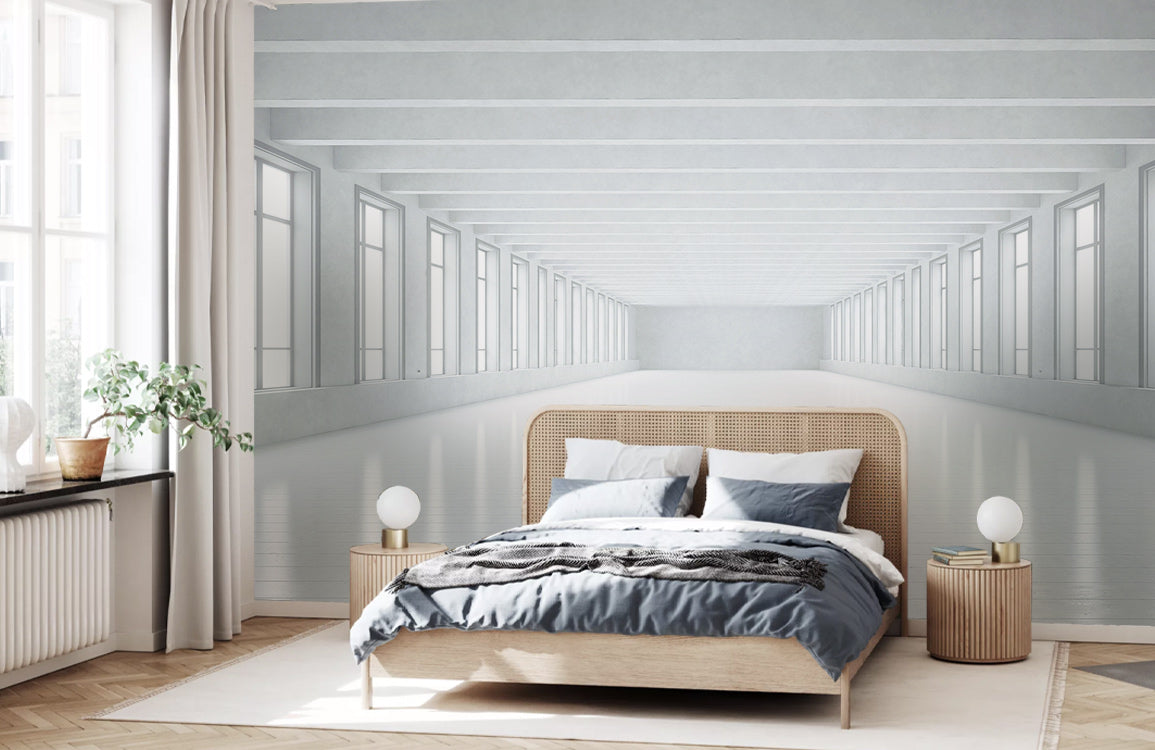 Infinite Window Perspective Mural Wallpaper in bedroom