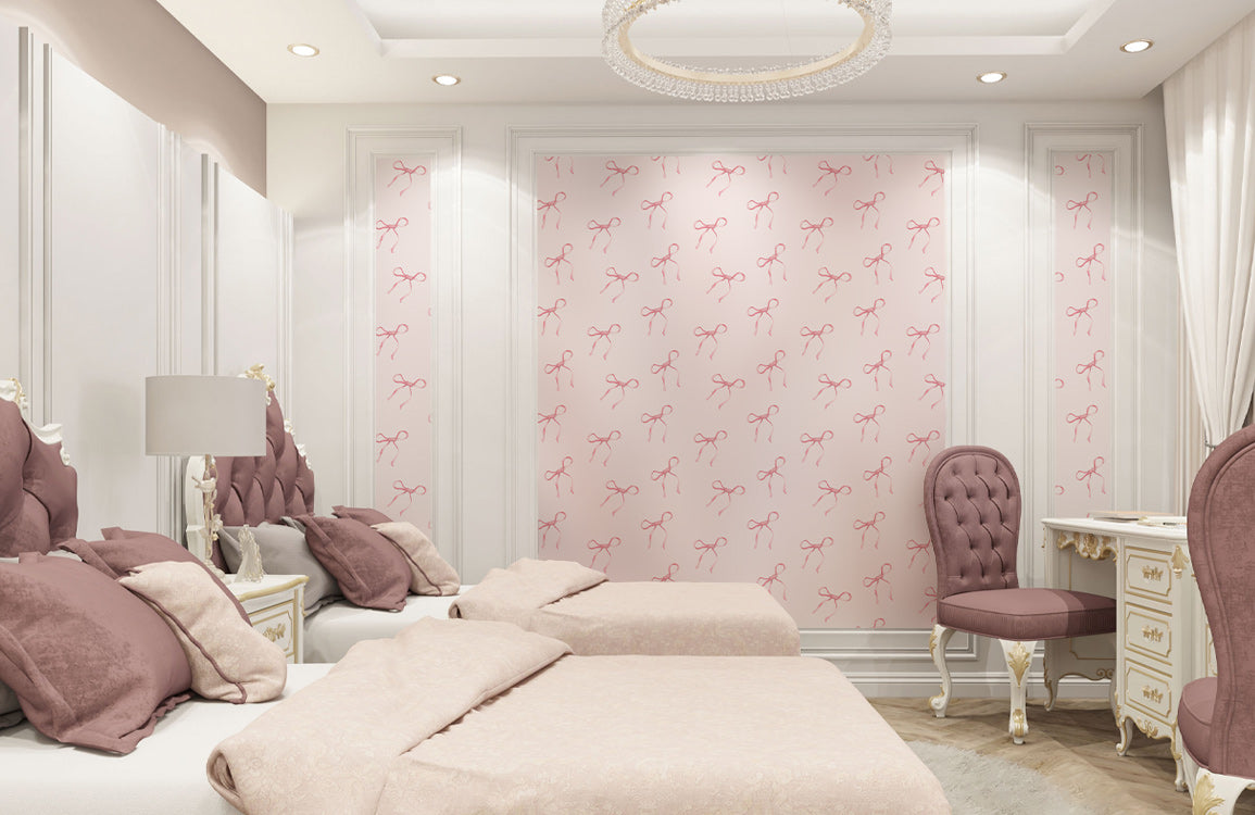 Charming Bow Mural Wallpaper in bedroom