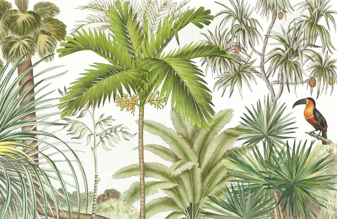 Tropical Green Palm Leaf Mural Wallpaper