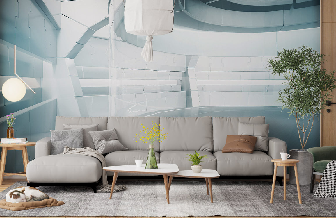 Modern Architectural Spacescape Mural Wallpaper in living room