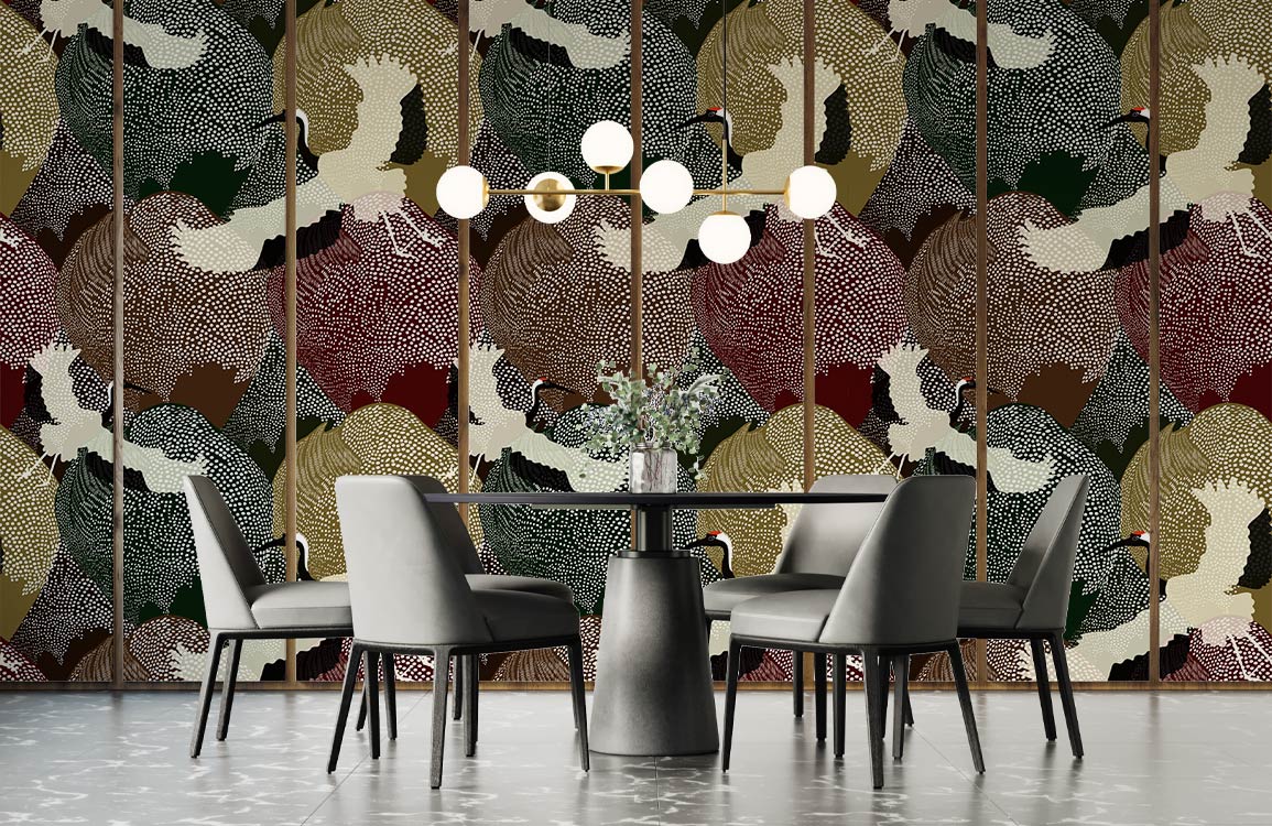 Cranes Over Peaks Mural Wallpaper in dining room