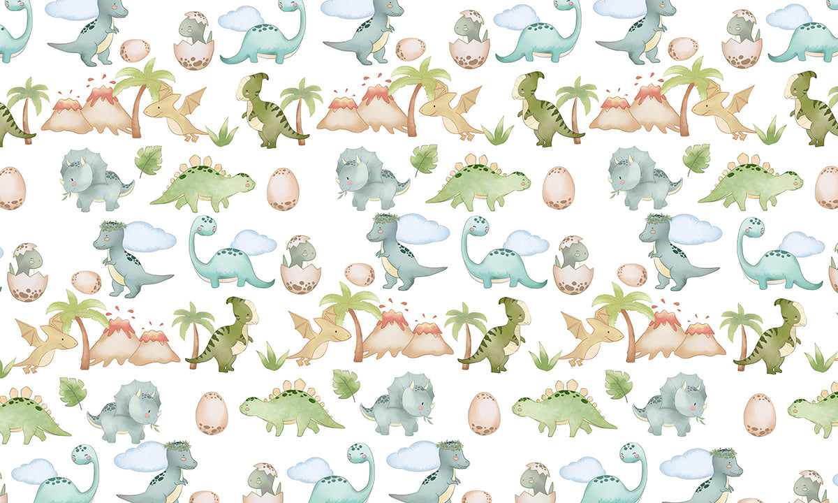 Fresh Cartoon Dinosaurs Wallpaper Mural in playroom