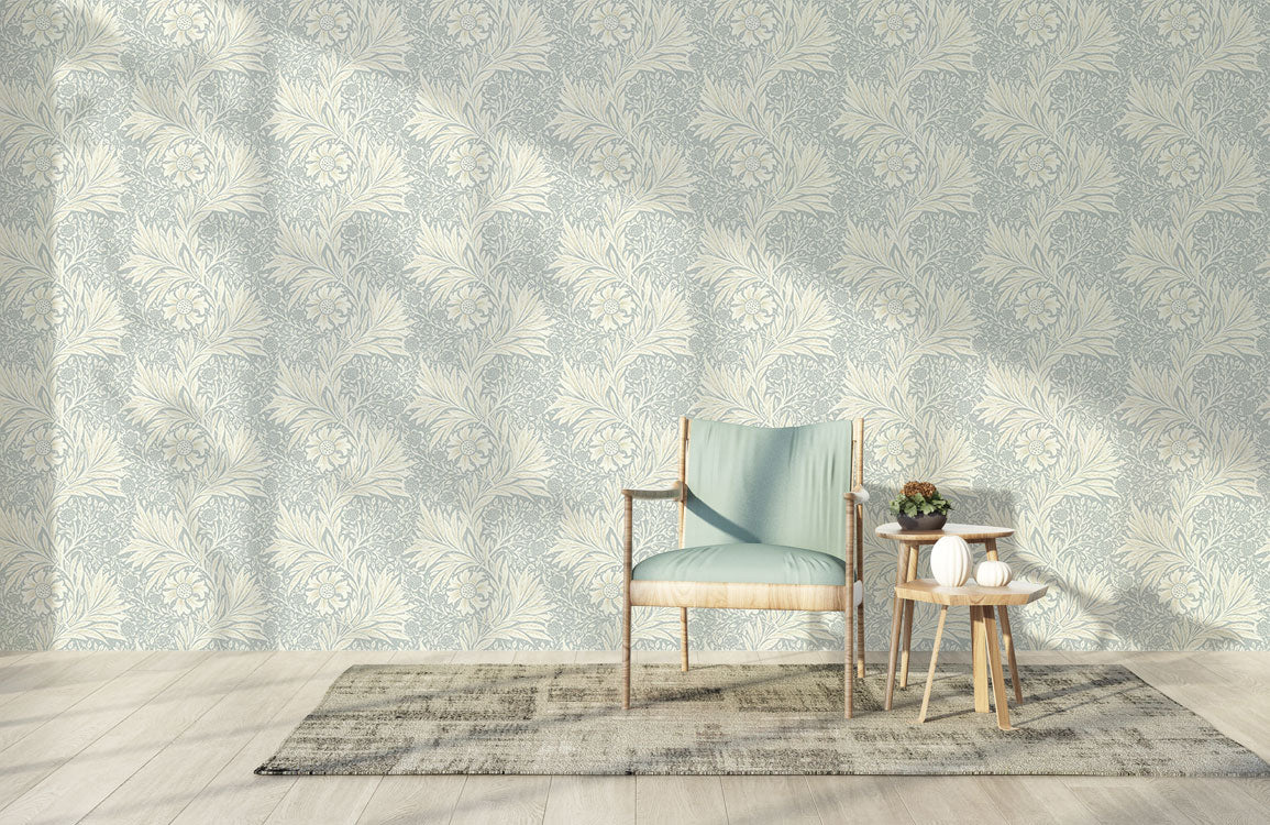 Ivory Floral Elegance Mural Wallpaper in living room