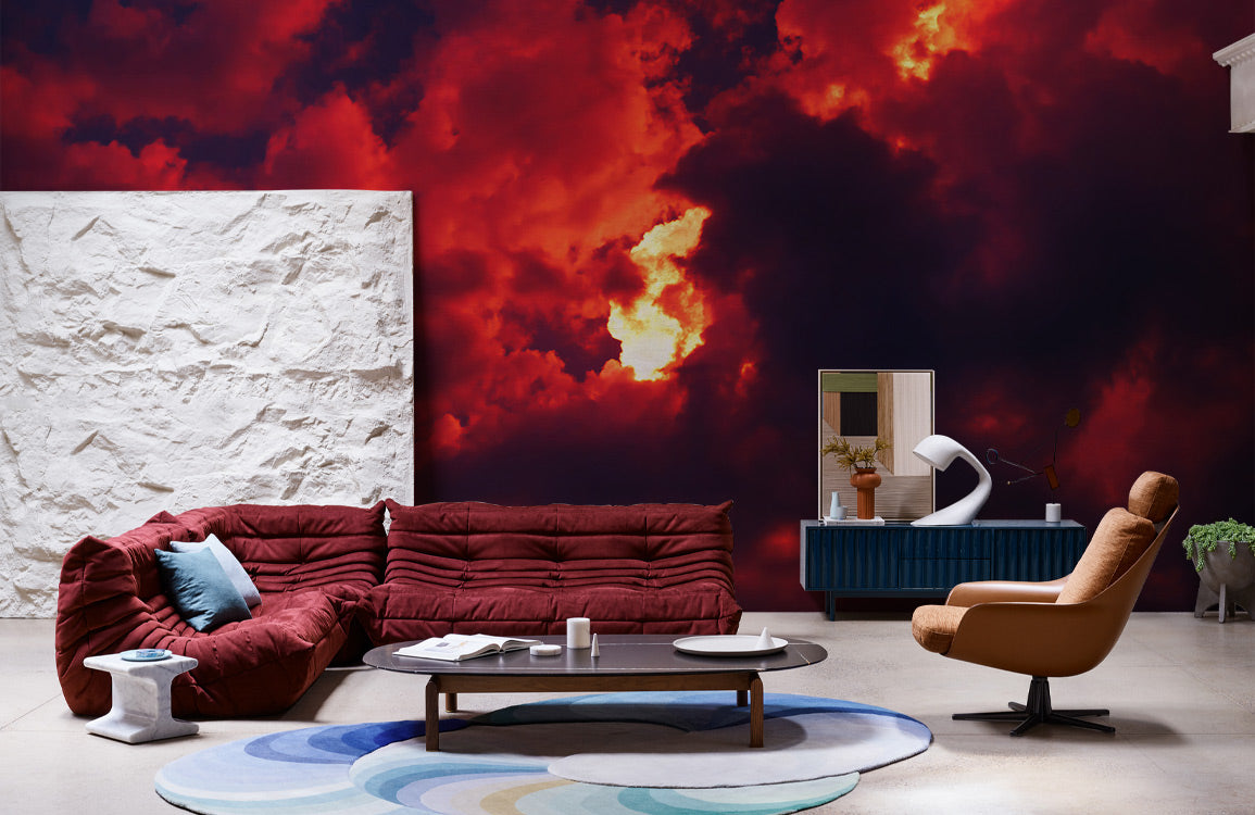 Red Ember Horizon Mural Wallpaper