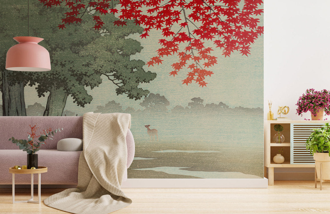 Deer in Autumn Forest Mural Wallpaper