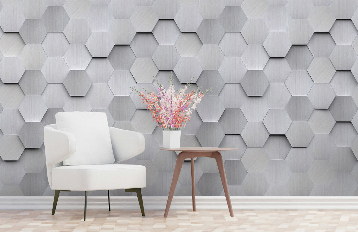 Brushed Metal Elegance Mural Wallpaper in living room