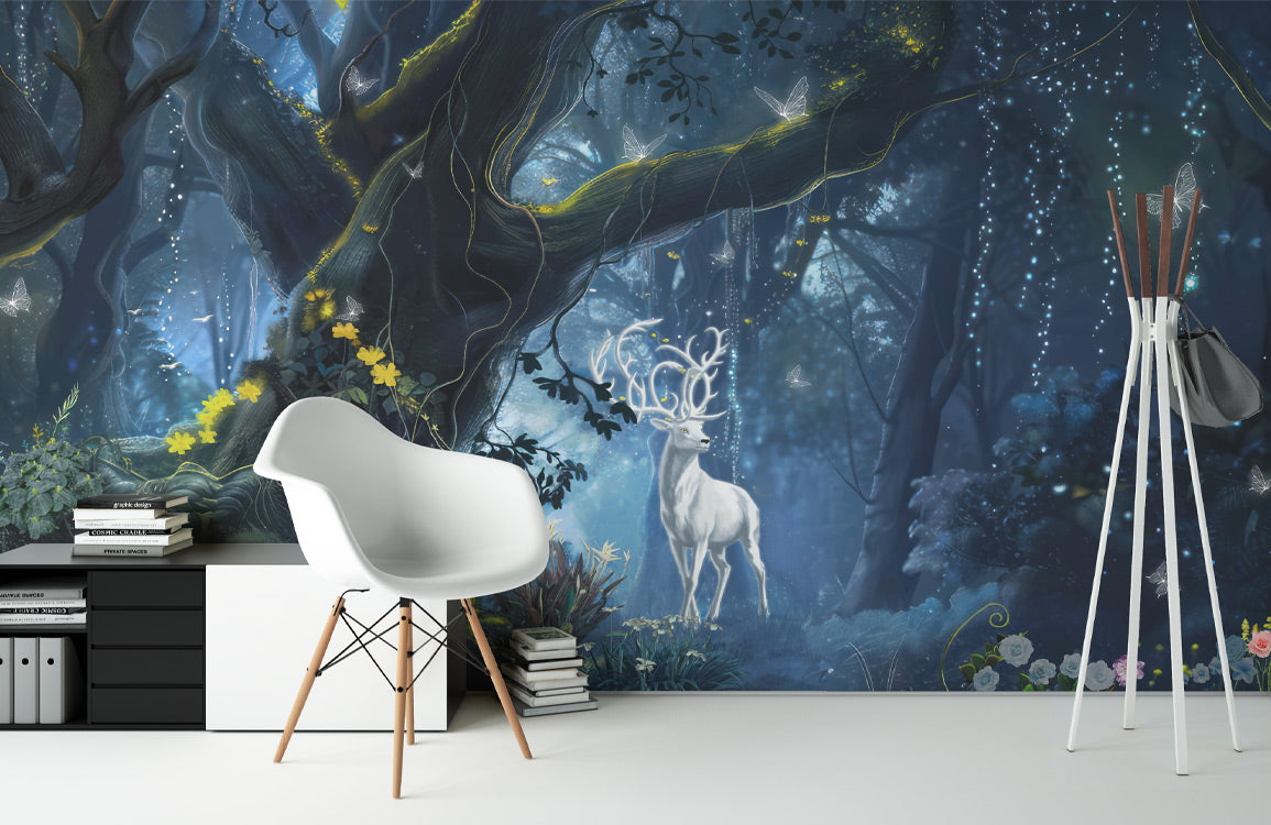 Enchanted Forest Haven Mural Wallpaper in living room
