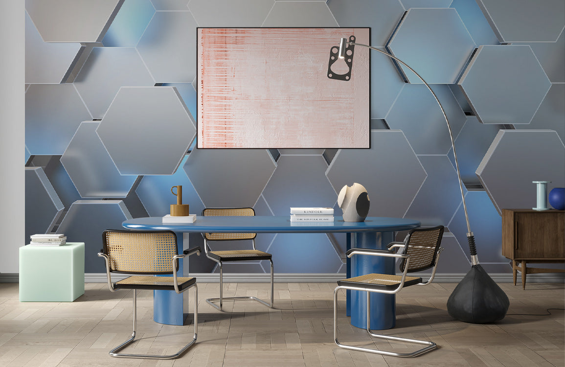 Hexagon Harmony Mural Wallpaper in office