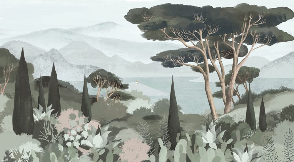 unique mountain trees wallpaper art design