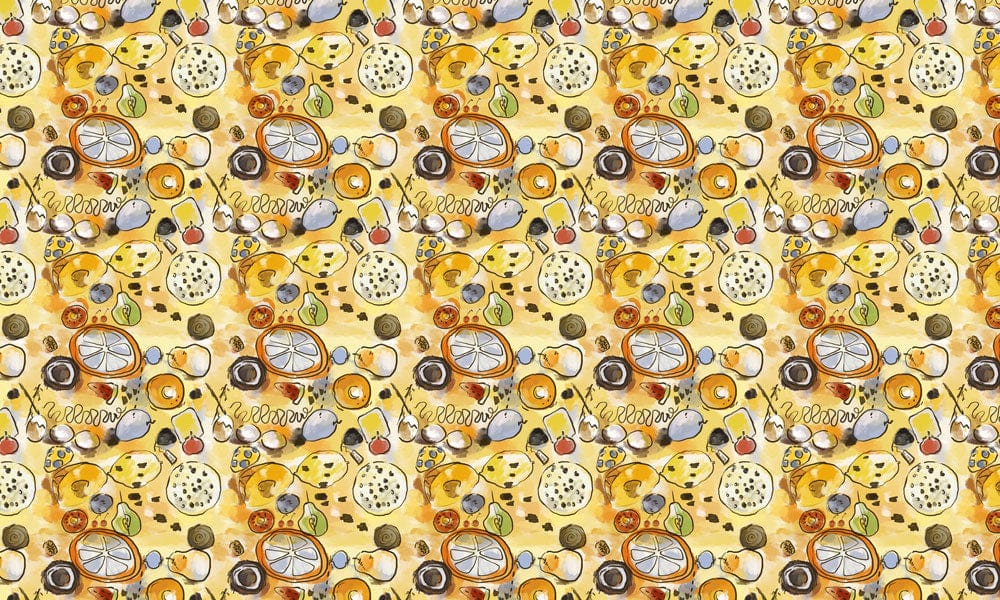 Wall Mural Paper Featuring Fruits Done in a Colorful Watercolor Style for Room Decoration