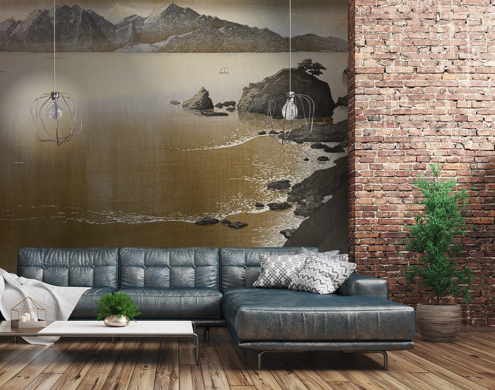 Golden Horizon Tranquility Mural Wallpaper