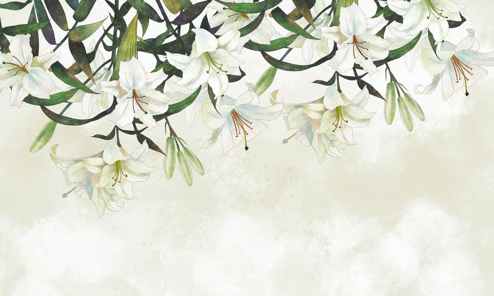 Lily flower mural wallpaper for the home decor