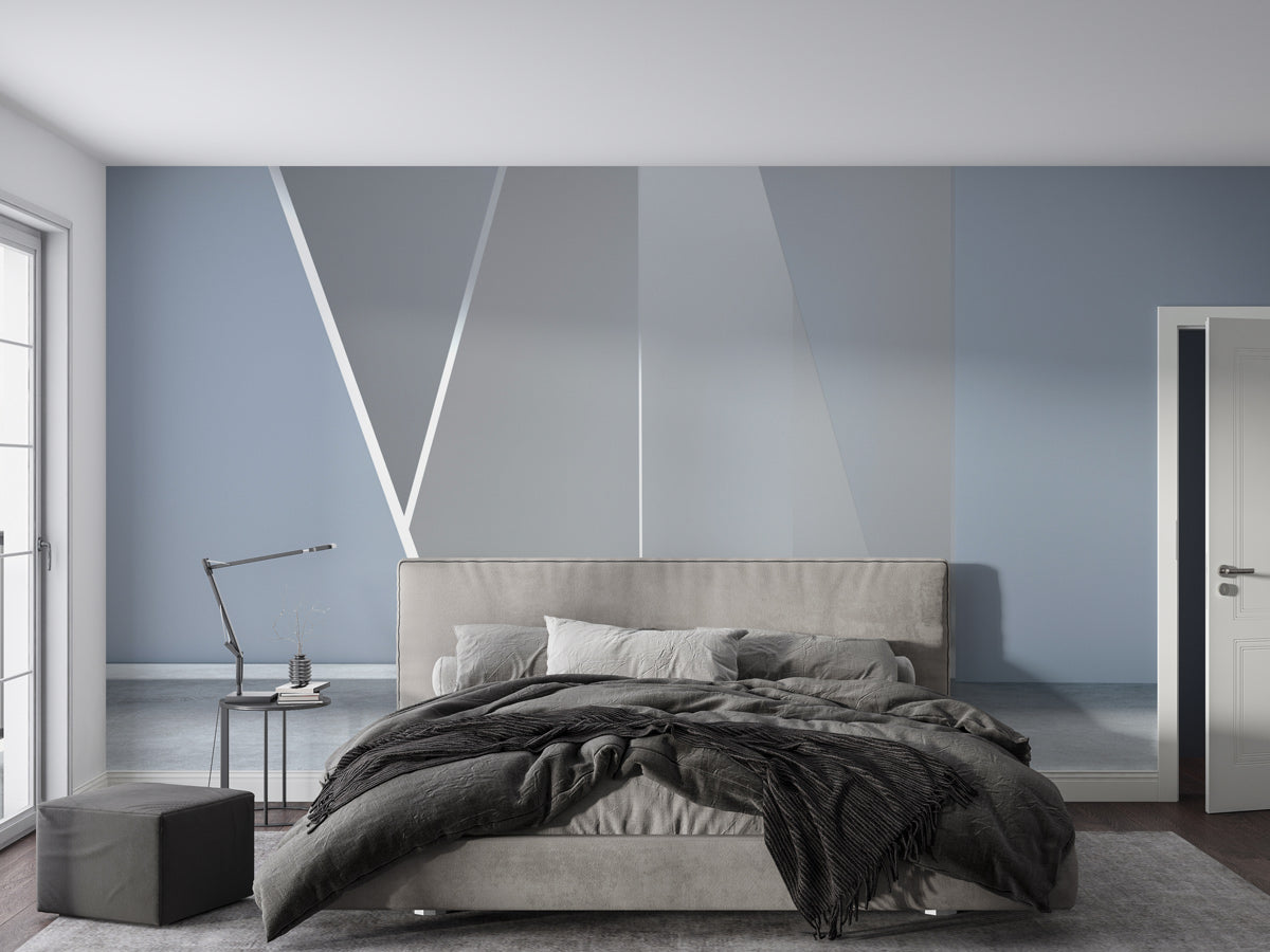 Sleek Geometric Elegance Mural Wallpaper in bedroom
