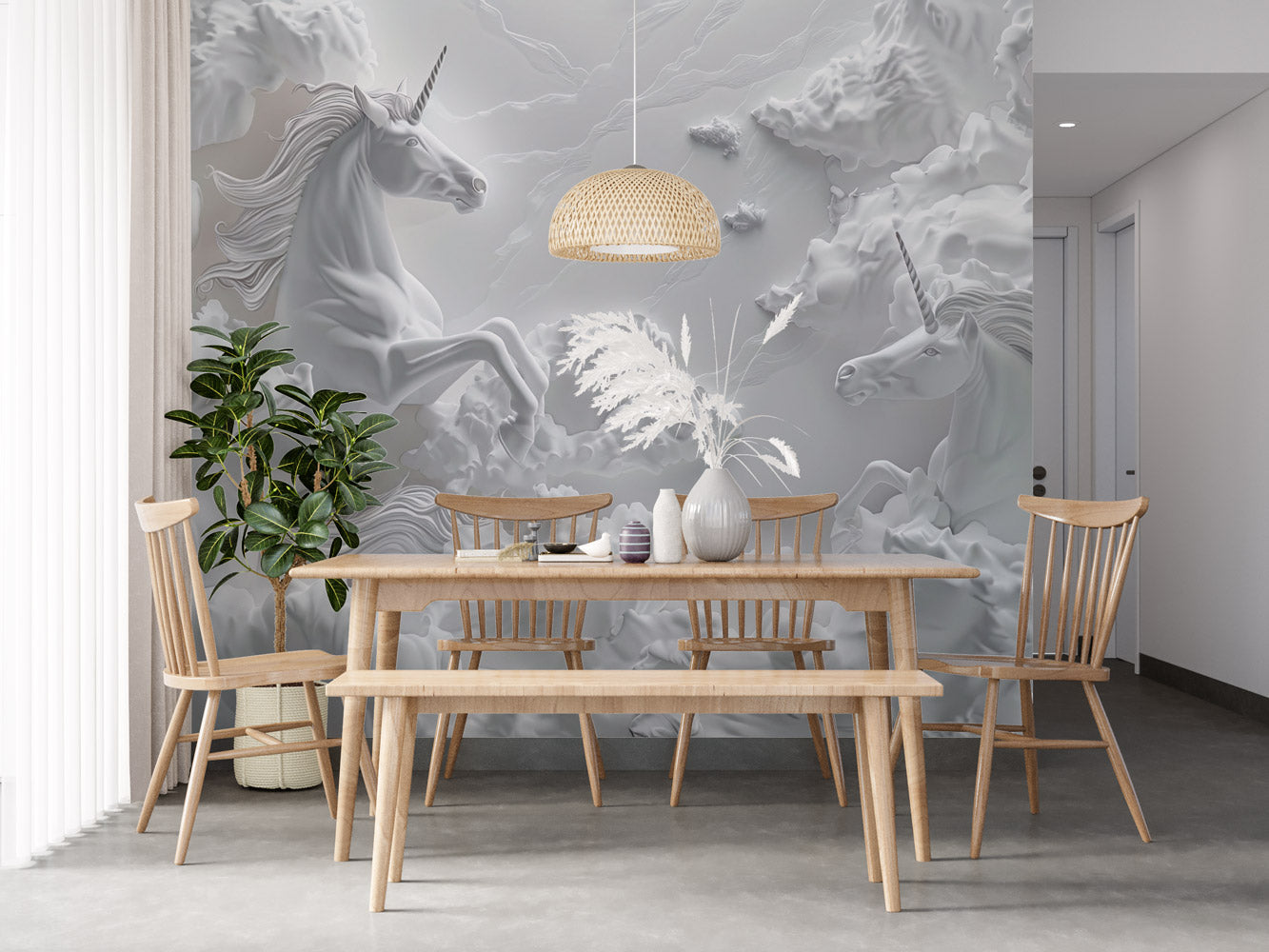Majestic Unicorn Dreams Mural Wallpaper in dining room
