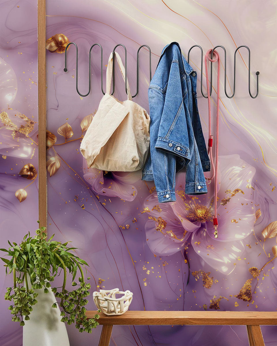 Floral Serenity Bliss Mural Wallpaper in entryway