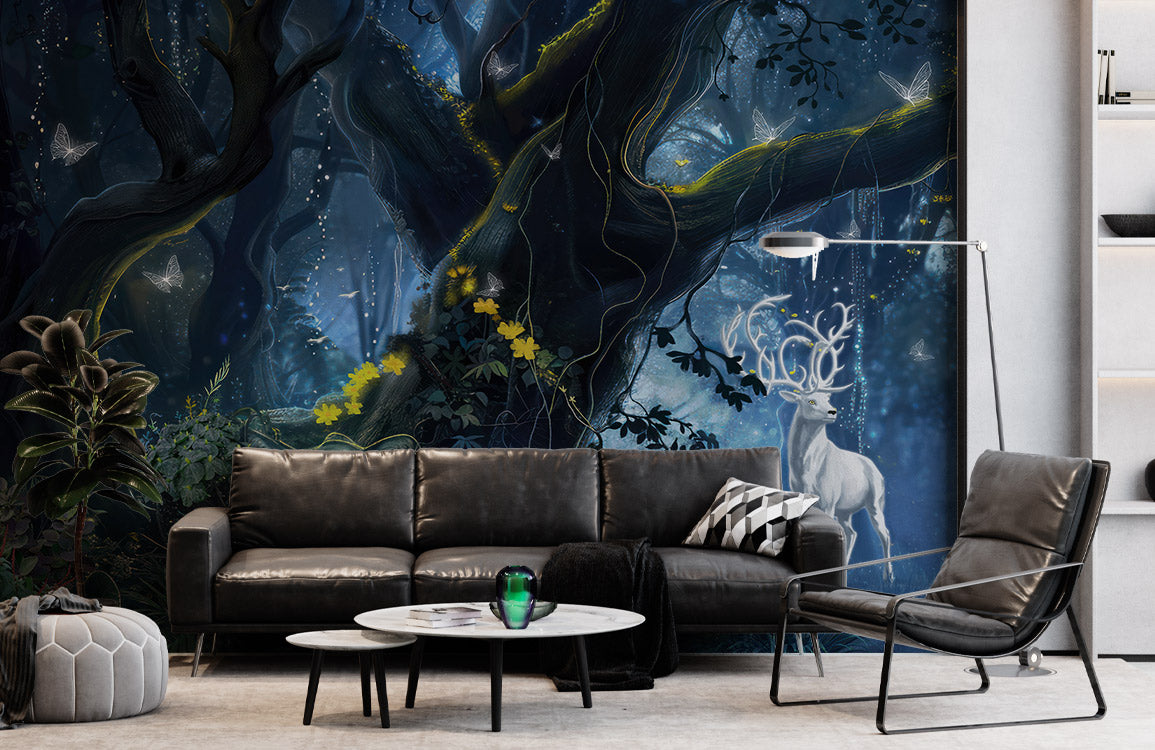 Enchanted Forest Haven Mural Wallpaper in living room